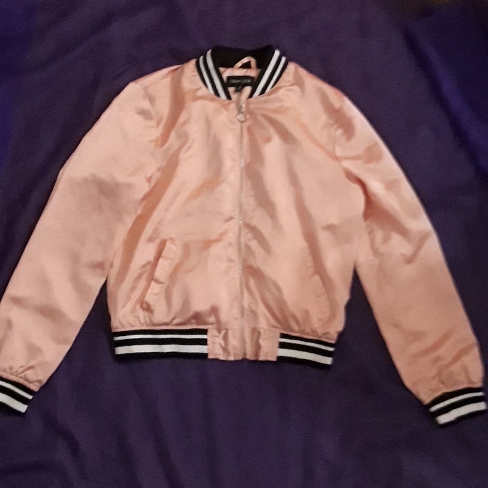 Rose gold bomber jacket
